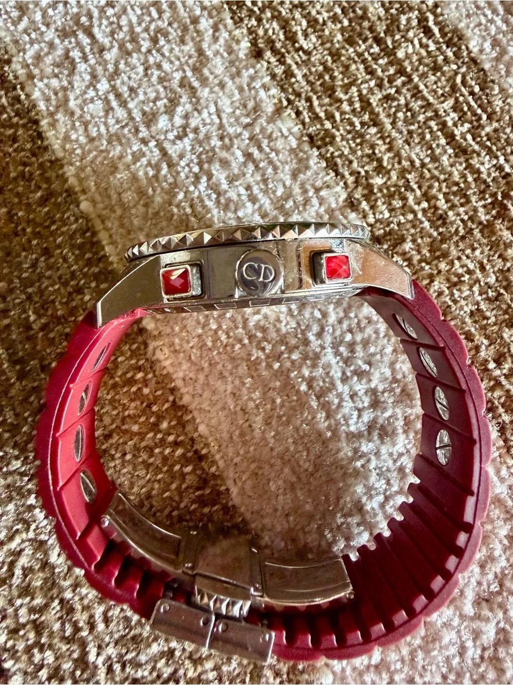 Dior Christal Diamond and Red Sapphire 38MM Chronograph Watch